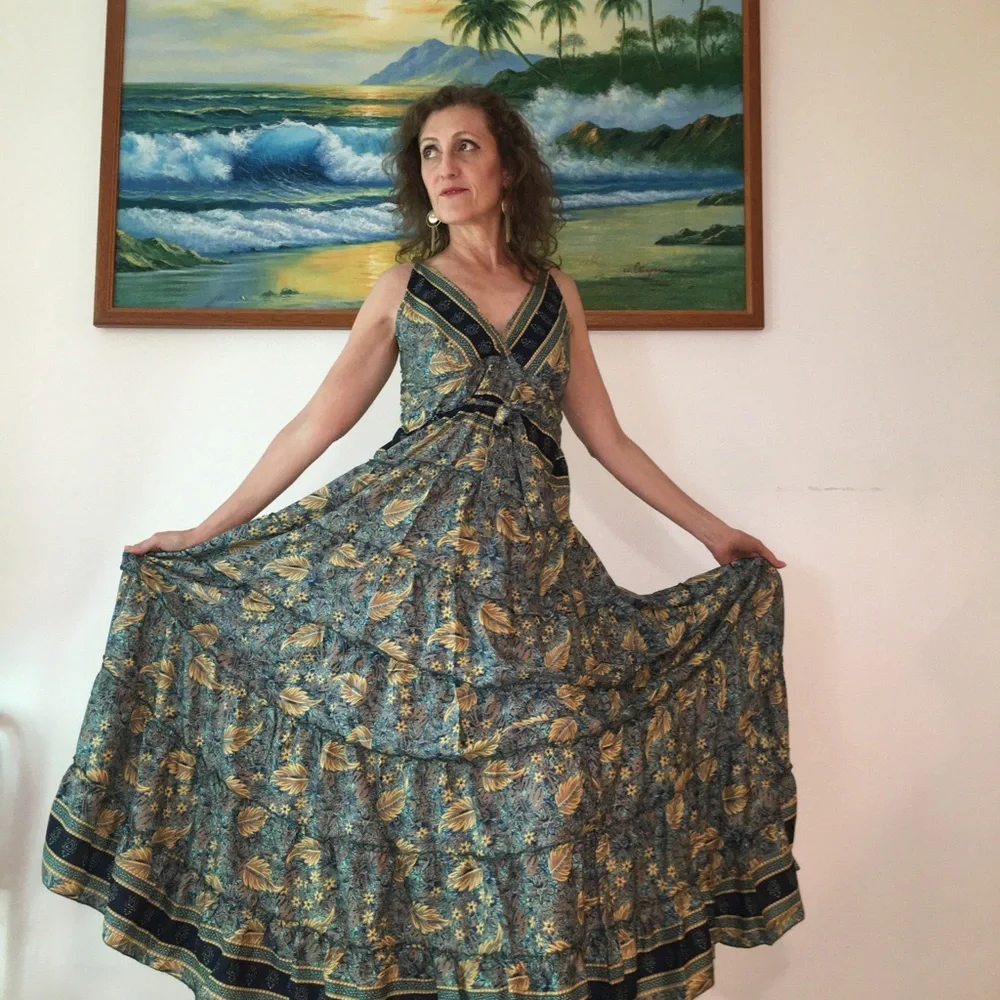 NEW imported dress from India one size fits all silk material - Picture 1 of 4